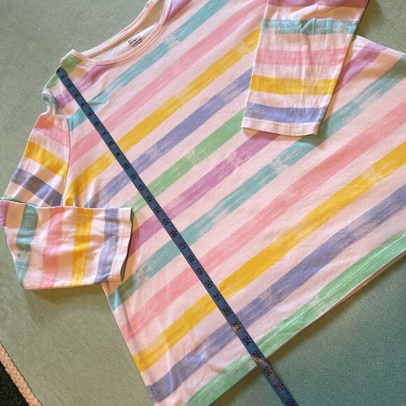 Kim Rogers perfectly Soft pastel color striped XXL 100% Cotton Tee Shirt NWOT - Picture 7 of 10